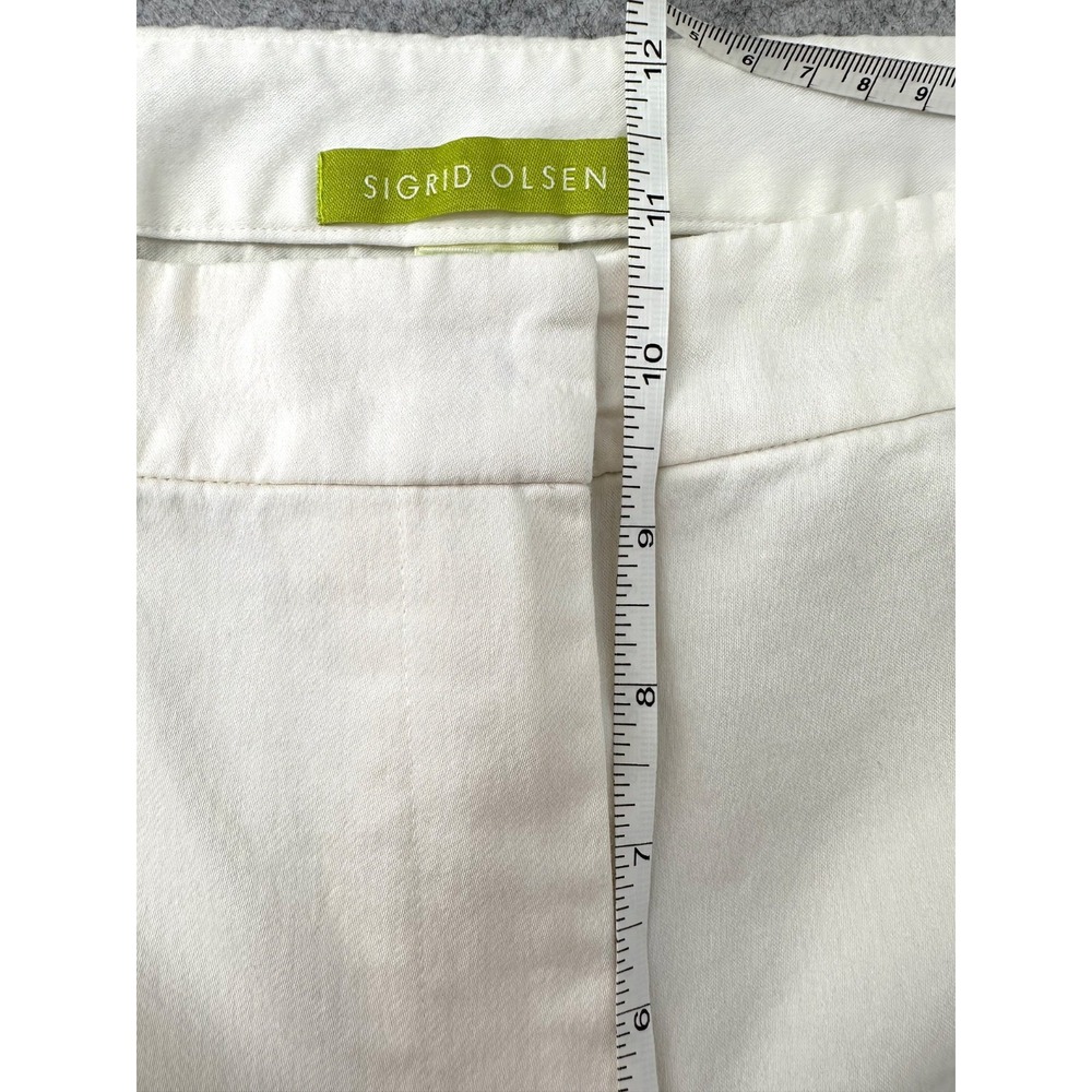 Sigrid Olsen Innovator Pants Cotton Stretch Ivory Flared Leg Women's XL Vintage - Picture 7 of 10